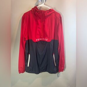 Primitive Apparel Hooded Windbreaker Jacket Mens M Anorak Red Blue Nautical